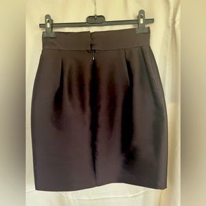 Custom made Michael Boris dark brown silk gaberdine mini skirt size 2